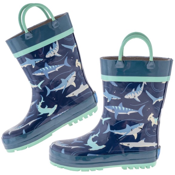 Stephen Joseph Toddler Rainboots Navy Shark Size 6 - Picture 1 of 5